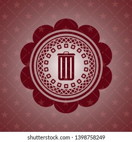 trash can icon inside retro red emblem