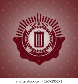 trash can icon inside retro red emblem