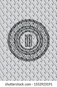 trash can icon inside shiny silver badge. Scales pattern. Vector Illustration. Detailed.
