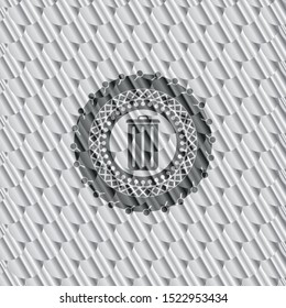trash can icon inside silver color emblem. Scales pattern. Vector Illustration. Detailed.