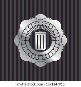 trash can icon inside silver shiny emblem