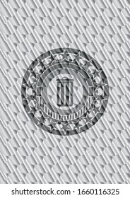 trash can icon inside silver emblem. Scales pattern. Vector Illustration. Detailed.