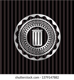 trash can icon inside silvery shiny badge