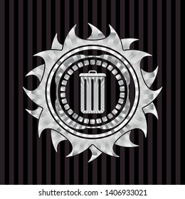 trash can icon inside silvery badge