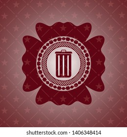 trash can icon inside vintage red emblem