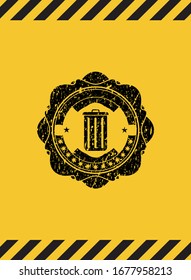 botín de basura, símbolo de advertencia interno, emblema negro de grunge. Ilustración vectorial. Detallado.
