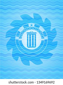 trash can icon inside water representation style badge.