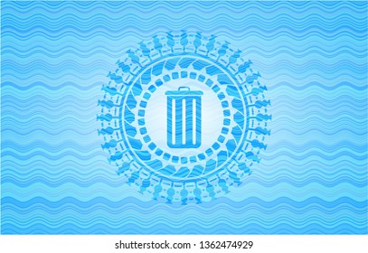 trash can icon inside water wave badge.