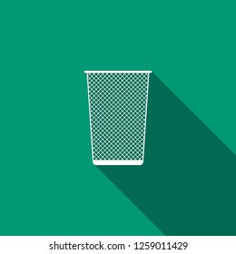 Trash can icon isolated with long shadow. Garbage bin sign. Recycle basket icon. Office trash icon. Flat design. Vector Illustration