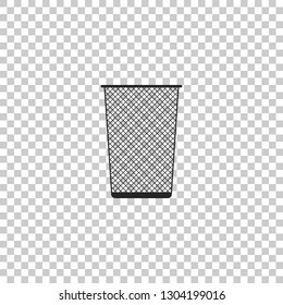 Trash can icon isolated on transparent background. Garbage bin sign. Recycle basket icon. Office trash icon. Flat design. Vector Illustration