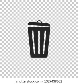 Trash can icon isolated on transparent background. Garbage bin sign. Flat design. Vector Illustration