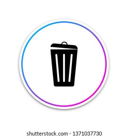 Trash can icon isolated on white background. Garbage bin sign. Circle white button. Vector Illustration