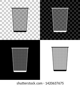 Trash can icon isolated on black, white and transparent background. Garbage bin sign. Recycle basket icon. Office trash icon. Vector Illustration