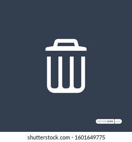 Trash Can Icon isolated on black background. Flat Vector Icon Design Template Element