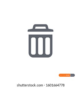 Trash Can Icon isolated on white background. Flat Vector Icon Design Template Element