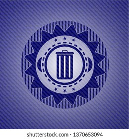 trash can icon with jean texture