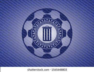trash can icon with jean texture