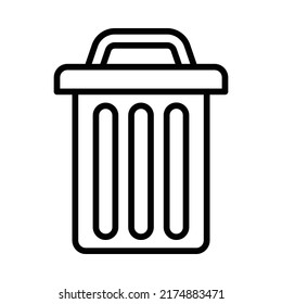 Trash Can Icon. Line Art Style Design Isolated On White Background
