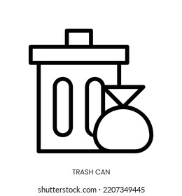 trash can icon. Line Art Style Design Isolated On White Background