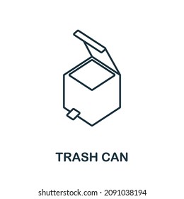 Icono Trash Can. Línea de la colección de baños. Señal de icono de Basura lineal Can para diseño web, infografías y más.