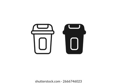 Línea de icono de papelera y diseño plano