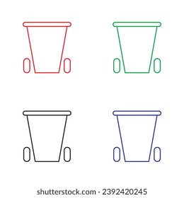 Trash can icon line shape. trash can icon set in line shape with four different colors. good for business, industry and environmental cleanliness.
