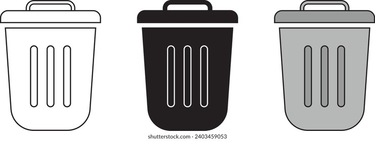 Trash can icon lined, isolated and colored style. Vector illustration