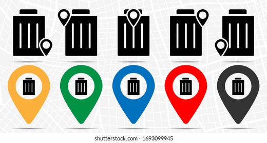 Trash can icon in location set. Simple glyph, flat illustration element of web, minimalistic theme icons