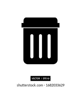 trash can icon logo vector illustration simple design