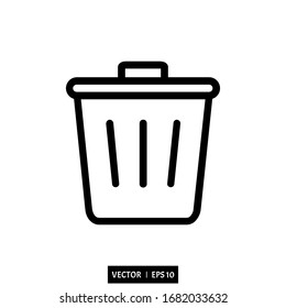 trash can icon logo vector illustration simple design