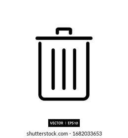 trash can icon logo vector illustration simple design