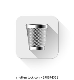 trash can icon With long shadow over app button