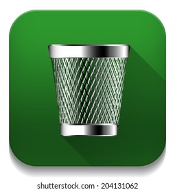 trash can icon With long shadow over app button