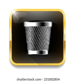 trash can icon With long shadow over app button
