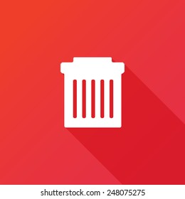 Trash can icon. Long shadow