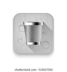 trash can icon With long shadow over app button