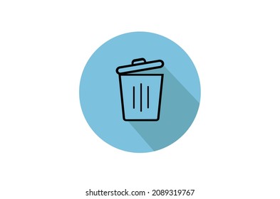 Trash Can Icon with long shadow.Illustration Design