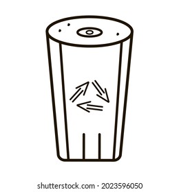 icono del cubo de basura, contenedor moderno para reciclar basura, plantilla de contorno vectorial, estilo de doodle
