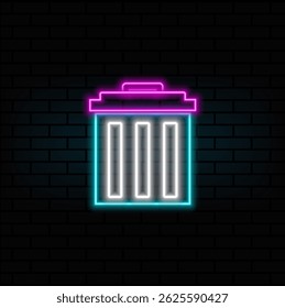 trash can icon. neon.Recycle bin icon illustration. neon style.