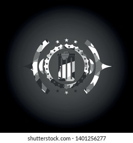 trash can icon on grey camouflaged pattern
