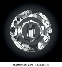 trash can icon on grey camo pattern