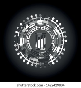 trash can icon on grey camouflaged texture