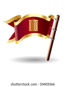 Trash can icon on royal vector flag button good for use on websites, in print, or on promotional materials.