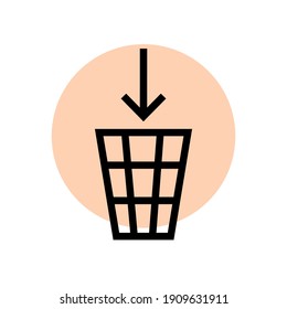 Trash can icon on a white background. Garbage removal and cleaning icon. Vector isolated illustration.