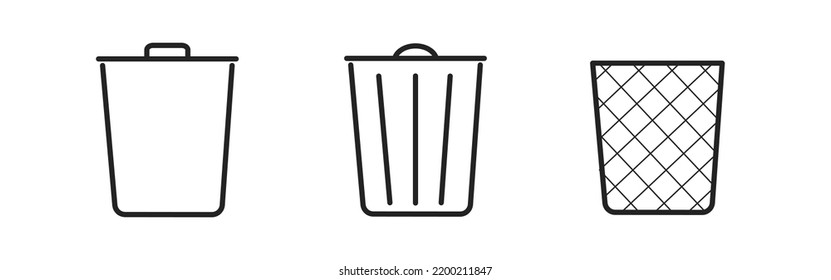trash can icon on white background, vector illustration, vector basket texture, office trashcan set, bucket symbol