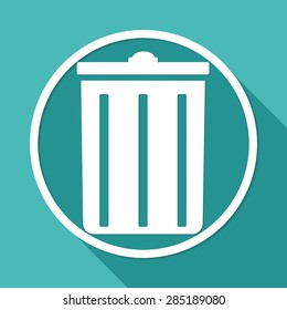 trash can icon on white circle with a long shadow