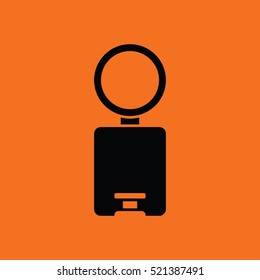 Trash can icon. Orange background with black. Vector illustration.