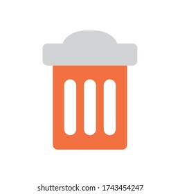trash can icon over white background, flat style, vector illustration