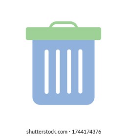 trash can icon over white background, flat style, vector illustration