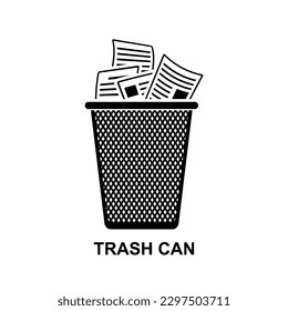 Icono de la barra diagonal. El papel en la basura puede aislarse en la ilustración vectorial de fondo.